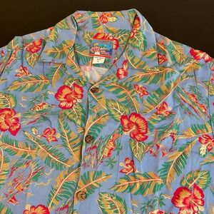 Reyn Spooner Joe Kealoha's Hawaiian Shirt Button Up Floral Blue Red Mens Large